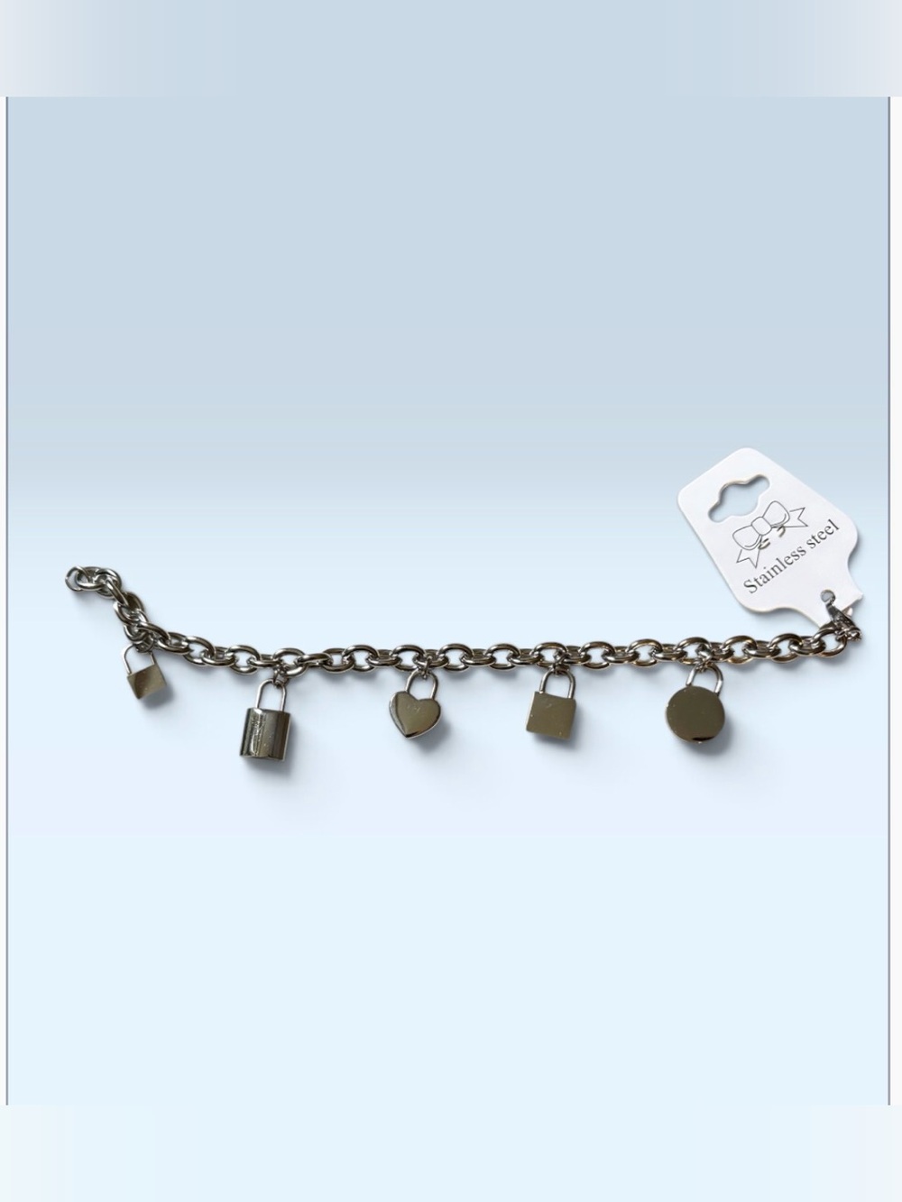 Stainless Steel Charm Bracelet with Turquoise Accents - Picture 3 of 3